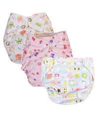 Baby Reusable Cotton Printed Pocket Diapers With 5 Insert pad | Mixed Design | 0-12 Months | Pack of 5