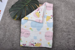 Moms Home Baby Super Soft Absorbent Muslin 6 Layer Towel Cum Blanket | 100x100 cm | Lovely Cat