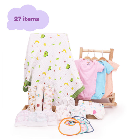 New Born Baby Essentials Gift Combo Box  0-6 Months - 27 Items