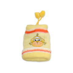 Baby Unisex Woolen Caps | Cream & Sky Blue | Monkey | Pack Of 2