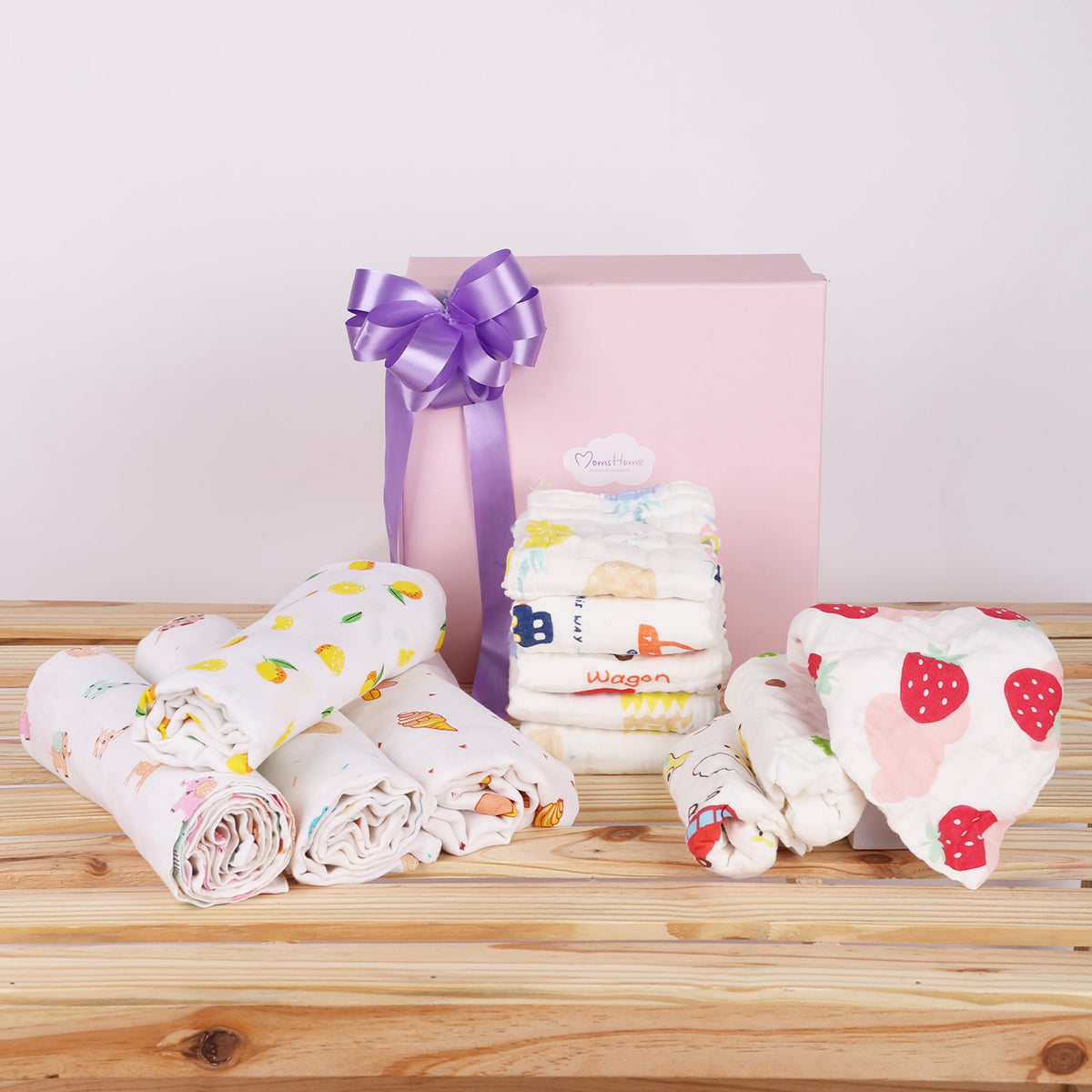 Moms Home Set Of 12 Pure Cotton Supersoft Baby Organic Cotton Muslin Gift Set - 12 Items