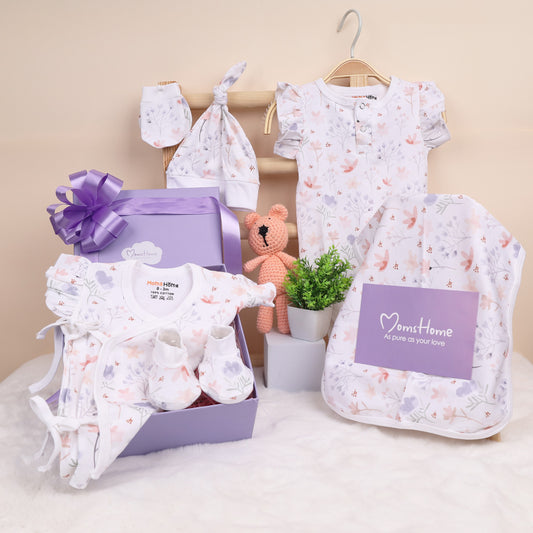 New Born Baby Gift Hamper | Baby Shower Gift Hamper | Baby Essential Clothes Set | Pack of 6 | Blossom