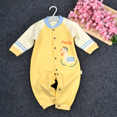 Baby Organic Cotton Baby Full Length Winter Romper | Duck, Yellow