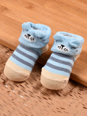 Kids Unisex Organic Cotton Ankle-Length Antiskid Bootie Socks, 0-6 Months- Mixed Design