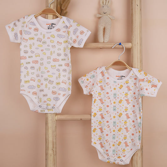 Organic Cotton Baby Half Sleeve Onesie | Tweety & Joyworld  | Pack of 2