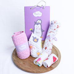 Organic Cotton Baby Essentials Gift Set | Baby Shower Gift Hamper | Baby Clothing Gift Combo | Towel & Swaddle Combo | 0- 1 Years | 5 Items