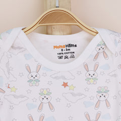 Organic Cotton Baby Full & Half Sleeve Onesie | Unisex Baby Romper Dress | Bunny | Pack of 2