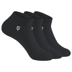 Footprints Organic Cotton Women Ankle Socks- Pack of 3 Black - Freesize (6-9)