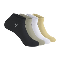 FOOTPRINTS Unisex Solid Cotton Ankle-Length Socks -Pack Of 4