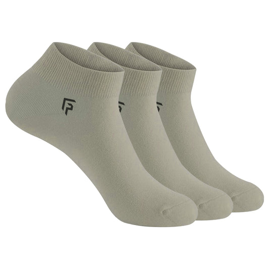 FOOTPRINTS Unisex Solid Cotton Ankle-Length Socks -Pack Of 3 Grey