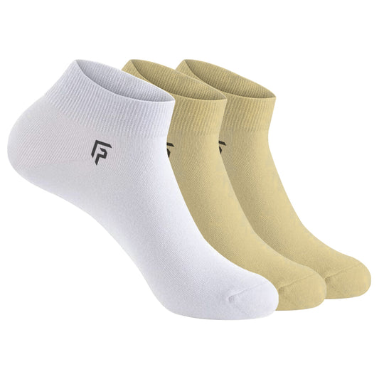 FOOTPRINTS Unisex Solid Cotton Ankle Low -Length Socks -Pack Of 3