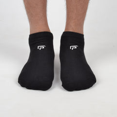 FOOTPRINTS Unisex Solid Cotton Ankle-Length Socks -Pack Of 1 Black