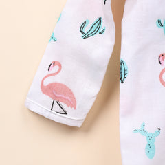 Baby Organic Cotton Front Open Jhabla | Flamingo