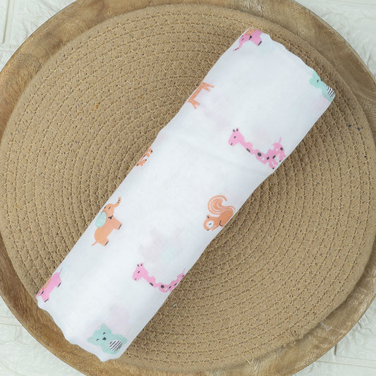 Baby Muslin Swaddle | 100x100 CM | Pack of 1 | Animal