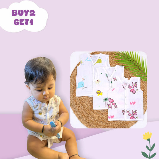 Baby Unisex Organic Cotton Muslin Jhabla | Buy 2 Get 1 Free