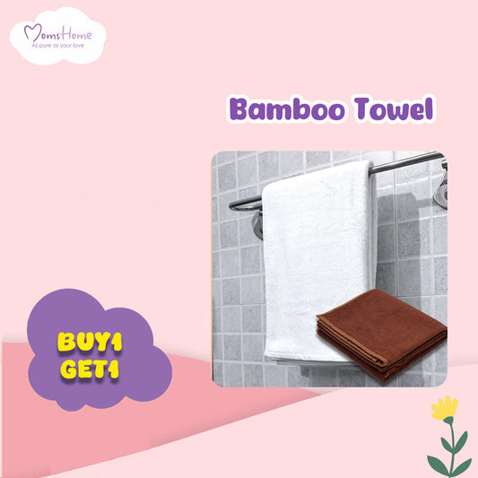 Moms Home Organic Cotton Bamboo Bath Towel | 75x150 CM | Buy 1 Get 1 Free