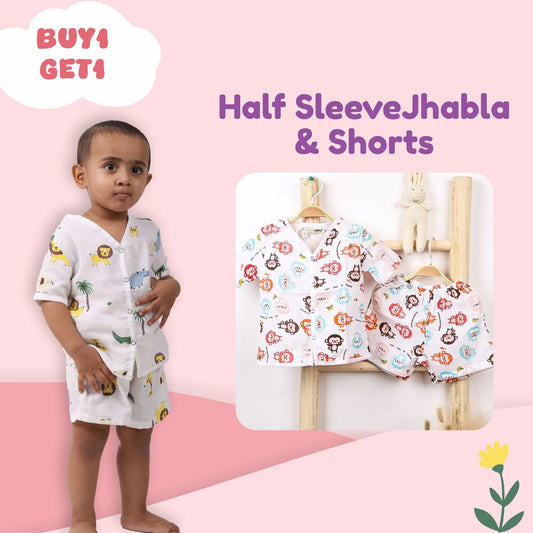 Kids Organic Cotton Muslin Co-Ord Set | Shirt & Shorts | Buy 1 Get 1 Free