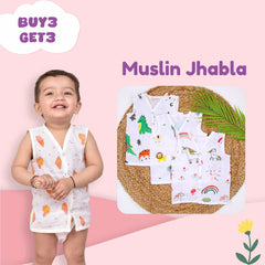 Baby Unisex Organic Cotton Muslin Jhabla | Buy 3 Get 3 Free