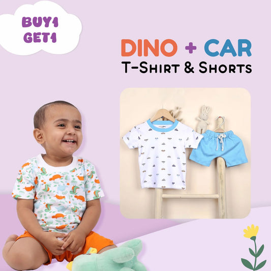 Kids Organic Cotton Co-Ord Set | T-Shirt & Shorts | Buy 1 Get 1 Free