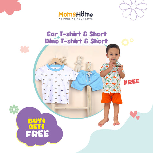 Kids Organic Cotton Co-Ord Set | T-Shirt & Shorts | Buy 1 Get 1 Free