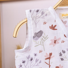 Moms Home Baby Organic Cotton Muslin Jhabla & Nappy | Blossom | Set of 1