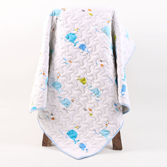 Ac Quilt Blanket cum Bedspread | 0-3 Years | 100X120 cm | Machine Washable | Blue Whale