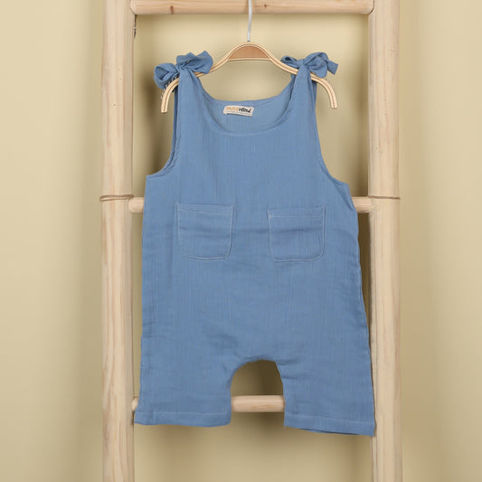 Baby Unisex Organic Muslin Cotton Bodysuit | Blue