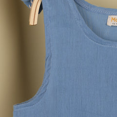 Baby Unisex Organic Muslin Cotton Bodysuit | Blue