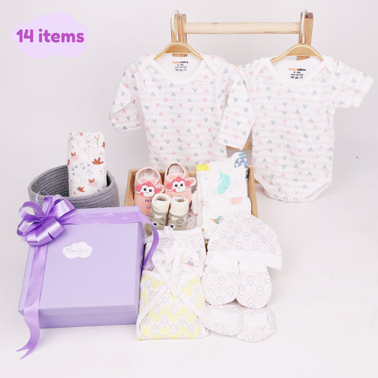 New Born Baby Gift Hamper | Baby Shower Gift Hamper | Baby Essential Clothes Set | Pack of 14