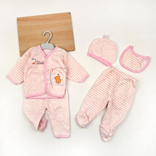 Baby Organic Cotton 5 Piece Warm Co-ord Set | 3-6 Months| Pink