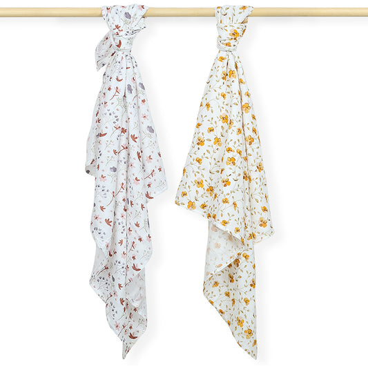 Baby Muslin Swaddle | 100x100 CM | Pack of 2 | Bloom & Blossom