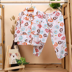 Organic Cotton Unisex Kids Pajama Set Combo | Night Suit | Sleepwear | Monkey