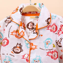 Organic Cotton Unisex Kids Pajama Set Combo | Night Suit | Sleepwear | Monkey