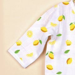 Kids Muslin Front Open Kimono | Lemon