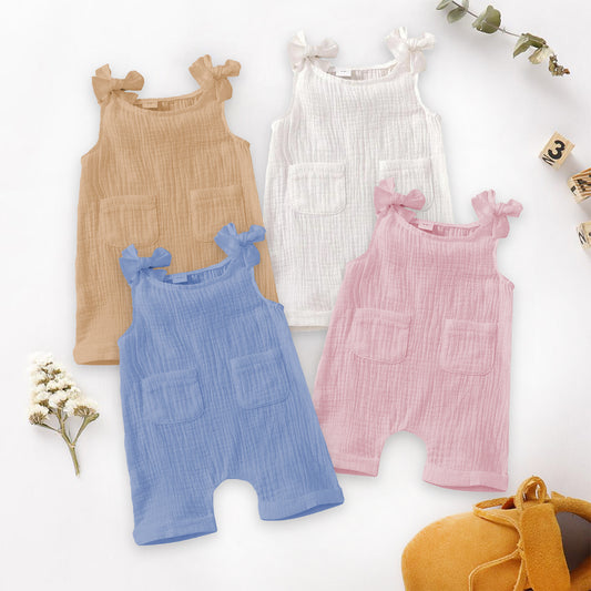 Baby Unisex Organic Muslin Cotton Bodysuit | Brown, White, Blue & Pink | Pack Of 4