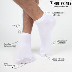 FOOTPRINTS Unisex Solid Cotton Ankle-Length Socks -Pack Of 3