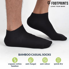 FOOTPRINTS Unisex Solid Cotton Ankle-Length Socks -Pack Of 1 Black