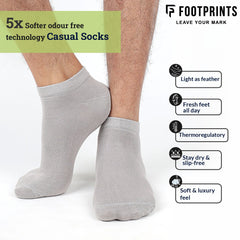 FOOTPRINTS Unisex Solid Cotton Ankle-Length Socks -Pack Of 1 Black