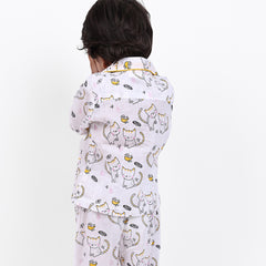 Organic Cotton Unisex Kids Pajama Set Combo | Night Suit | Sleepwear | Cat