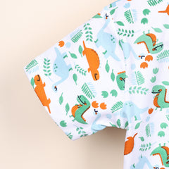 Kids Organic Cotton Co-Ord Set | T-Shirt & Shorts- Orange | Dino
