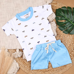 Kids Organic Cotton Co-Ord Set | T-Shirt & Shorts | Car