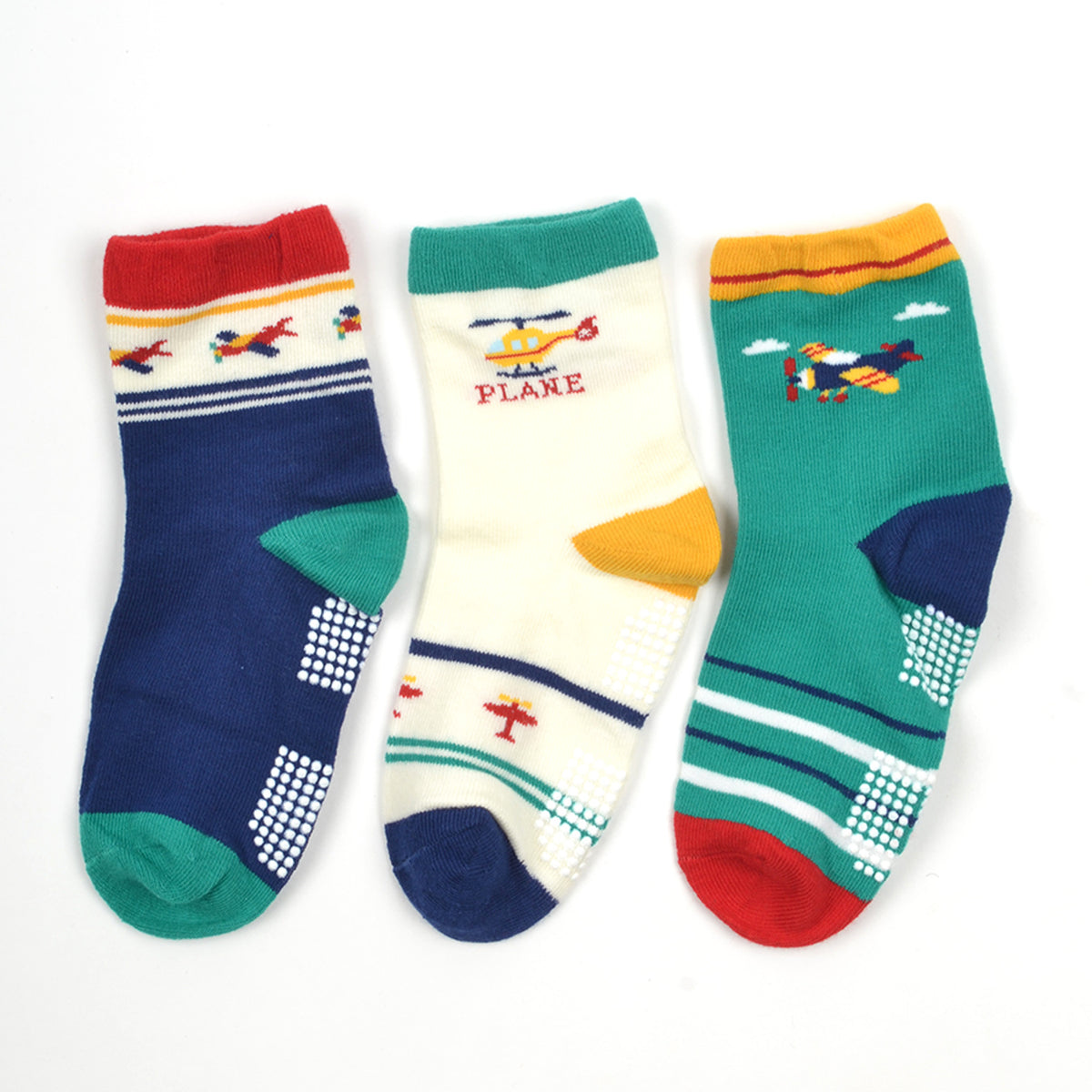 Baby Organic Cotton Antiskid Cute Detailed Socks - Multi Colour - Pack of 3