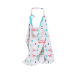 Organic Cotton Muslin Nursing Cover For Breastfeeding Feeding Apron - Flamingo