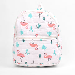 Baby Organic Cotton Muslin Travel Bag- Diaper Multipurpose Carry bags for Mothers- Flamingo