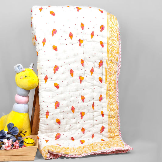 Organic Cotton Kids Quilt |  Icecream | 0-9 Years | 140 X 200cm