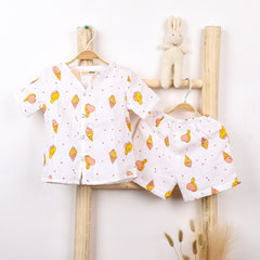 Kids Organic Cotton Muslin Co-Ord Set | Shirt & Shorts | Icecream