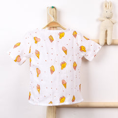 Kids Organic Cotton Muslin Co-Ord Set | Shirt & Shorts | Icecream