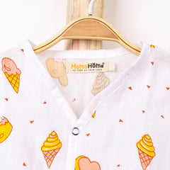 Kids Organic Cotton Muslin Co-Ord Set | Shirt & Shorts | Icecream