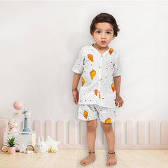 Kids Organic Cotton Muslin Co-Ord Set | Shirt & Shorts | Icecream