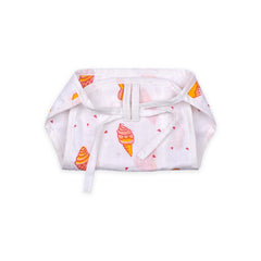 Organic Cotton Printed Muslin Nappies | Lemon, Ice Cream & Green Heart | Pack of 3